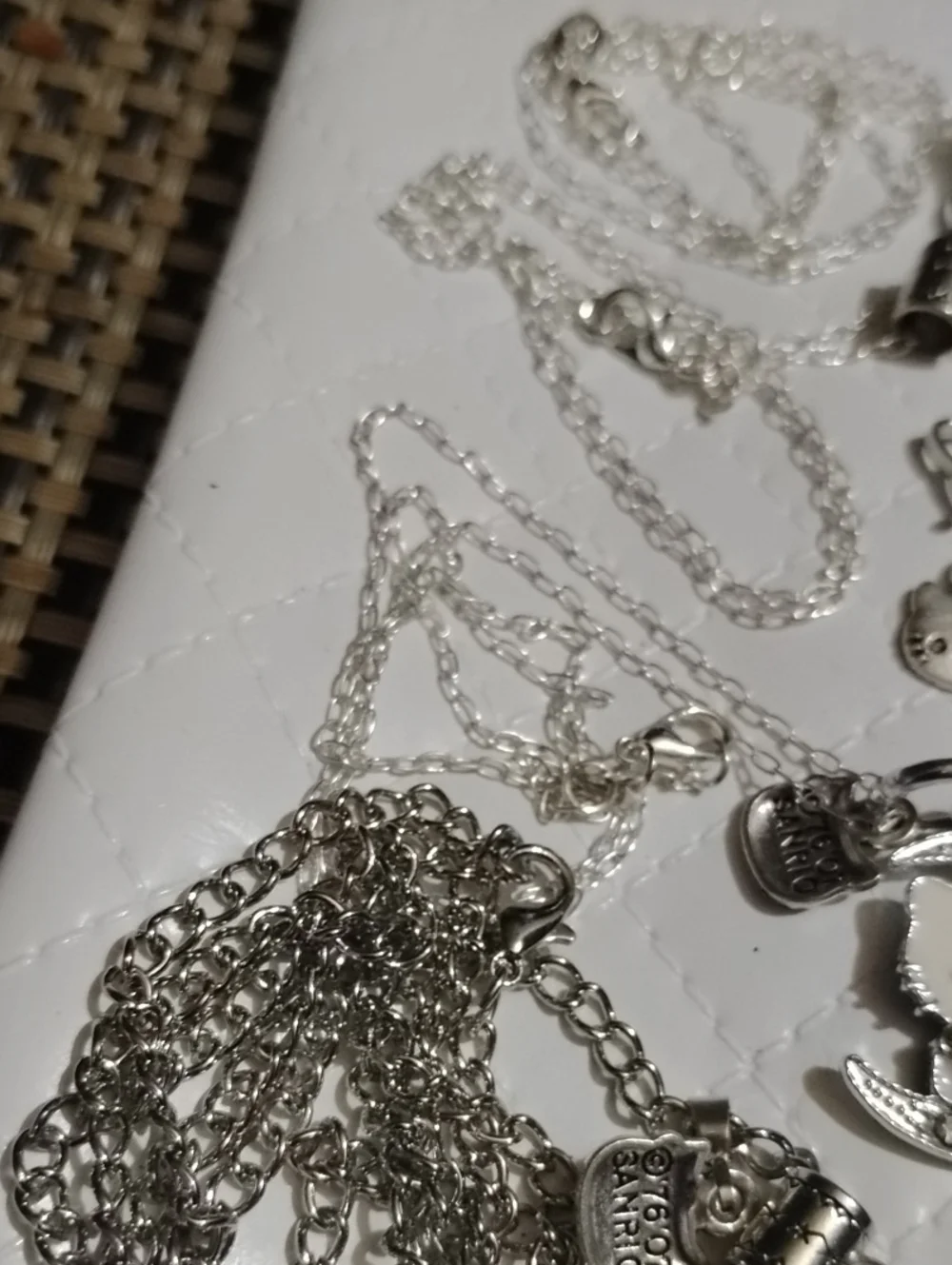 Silver Hello Kitty Pendants Necklaces(4) with Pink Accents